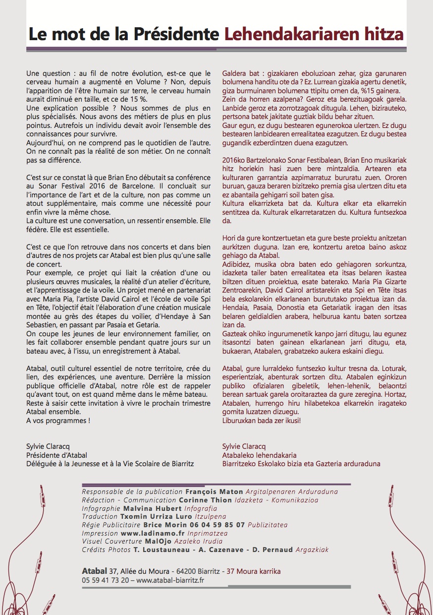 Edito, écrit par Sylvie Claracq